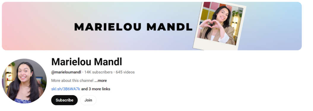 Marielou Mandl YouTube home page