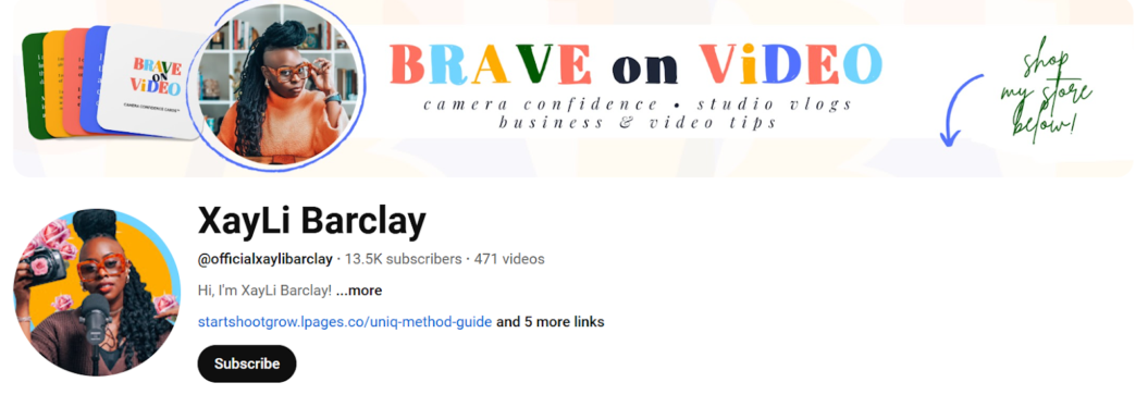XayLi Barclay YouTube home page